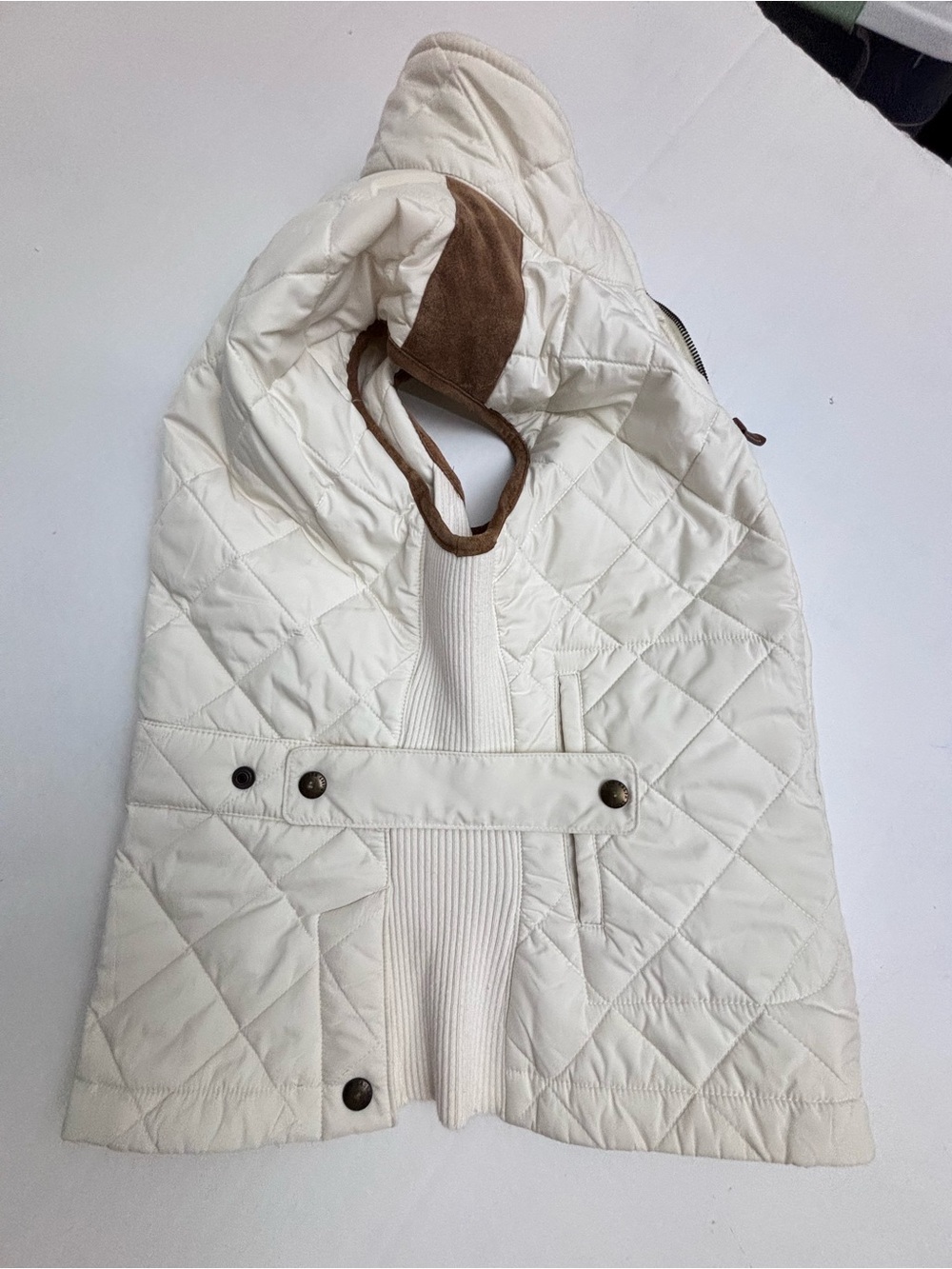 Polo by Ralph Lauren Sport Quilted Vest Suede Cream Equestrian Old Money Medium - Picture 8 of 13